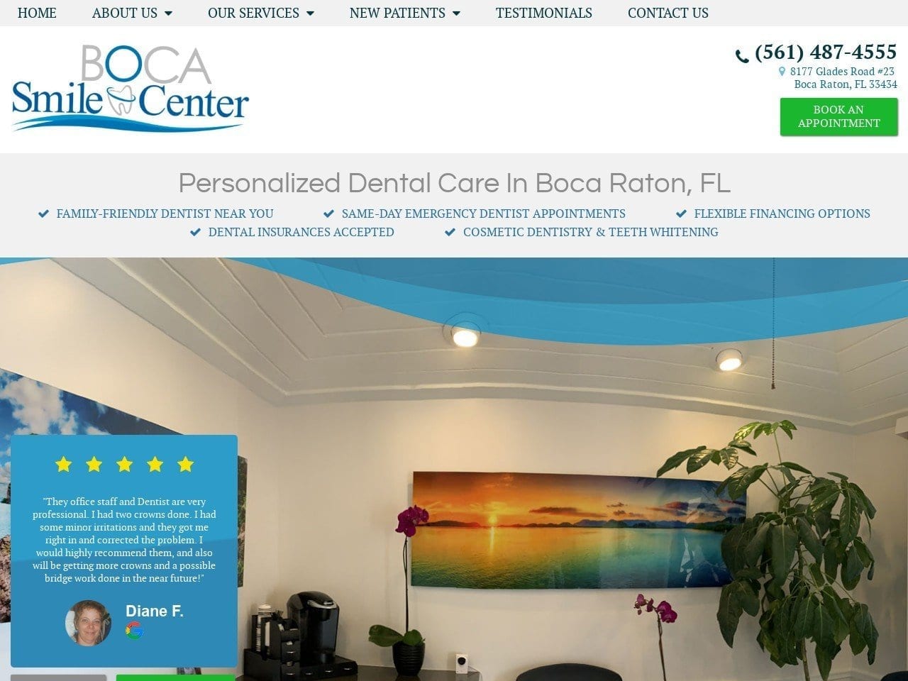 Smile Center Website Screenshot from bocasmilecenter.com