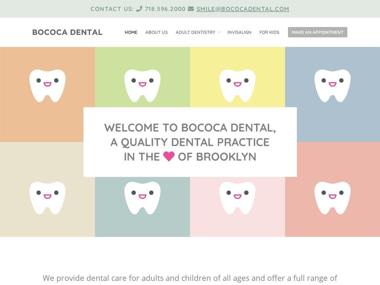 Bococa Dental Website Screenshot from bococadental.com