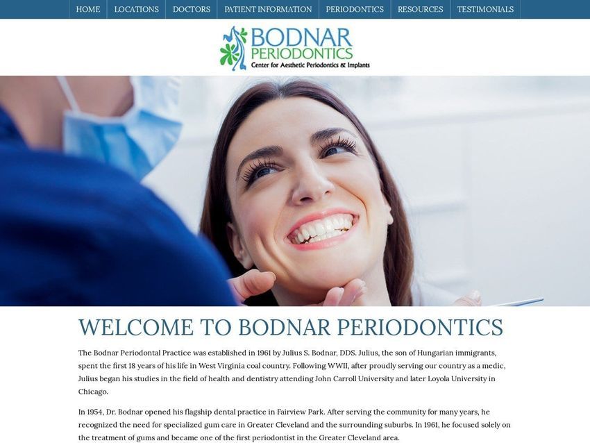 Bodnar Periodontics Website Screenshot from bodnarperiodontics.com