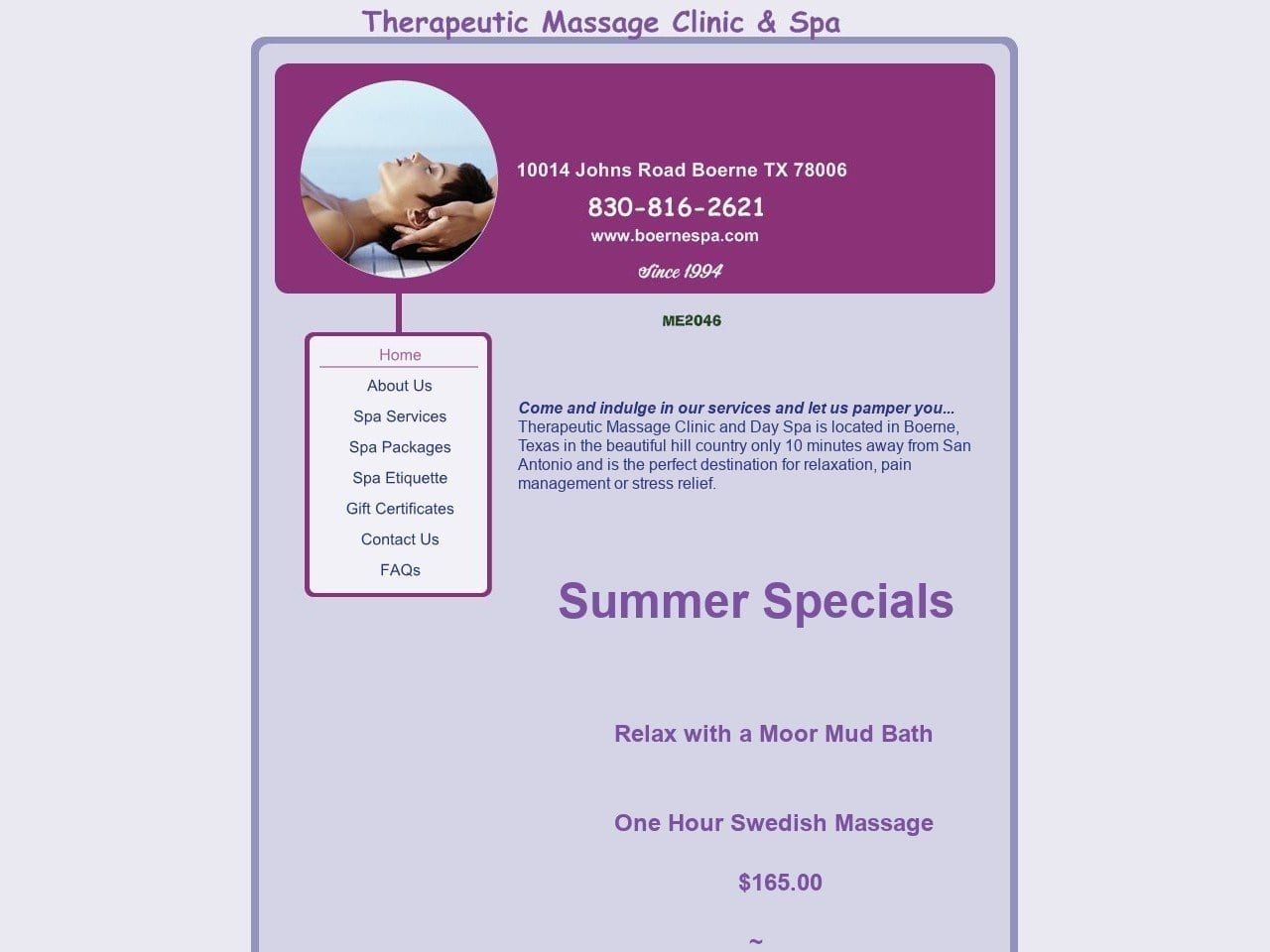 Therapeutic Massage Dentist Website Screenshot from boernespa.com