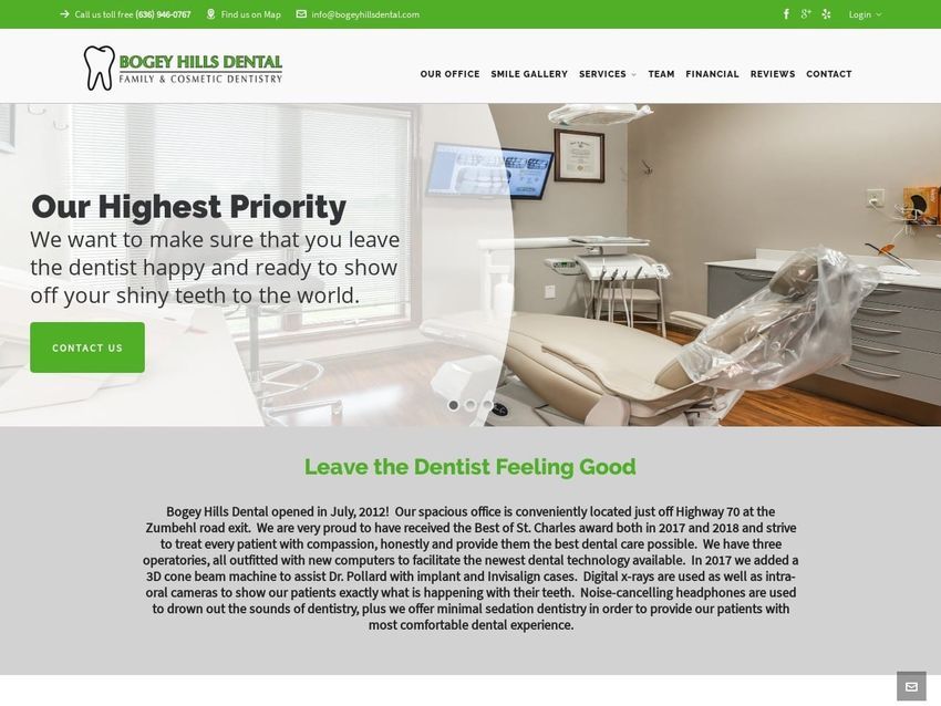 Bogey Hills Dental Website Screenshot from bogeyhillsdental.com