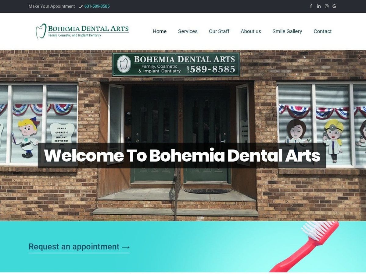 Bohemia Dental Arts Website Screenshot from bohemiadentalarts.com