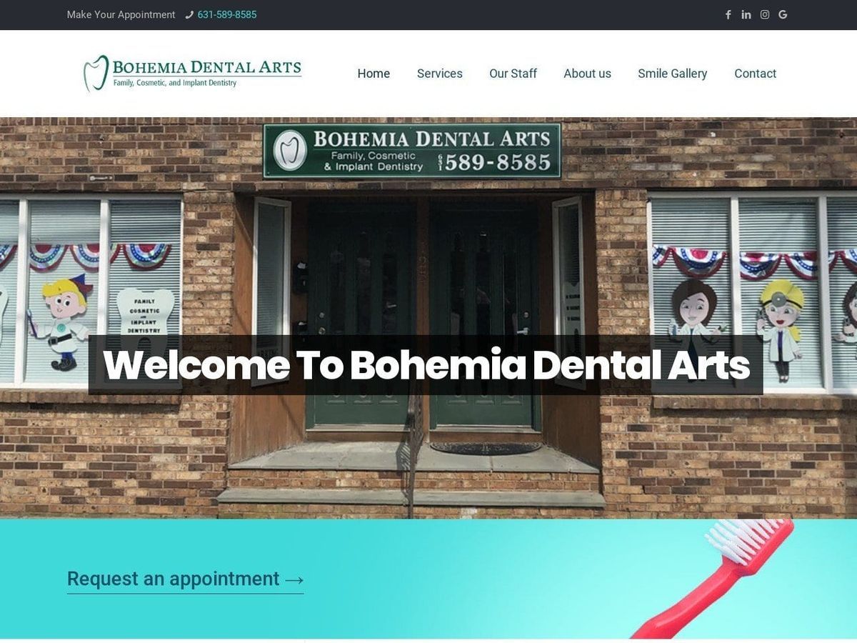 Bohemia Dental Arts Website Screenshot from bohemiadentalarts.com