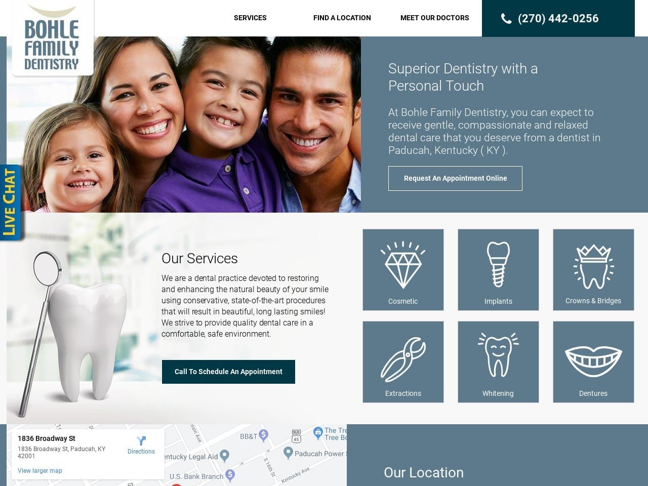 Bohle Family Dentist Website Screenshot from bohledental.com