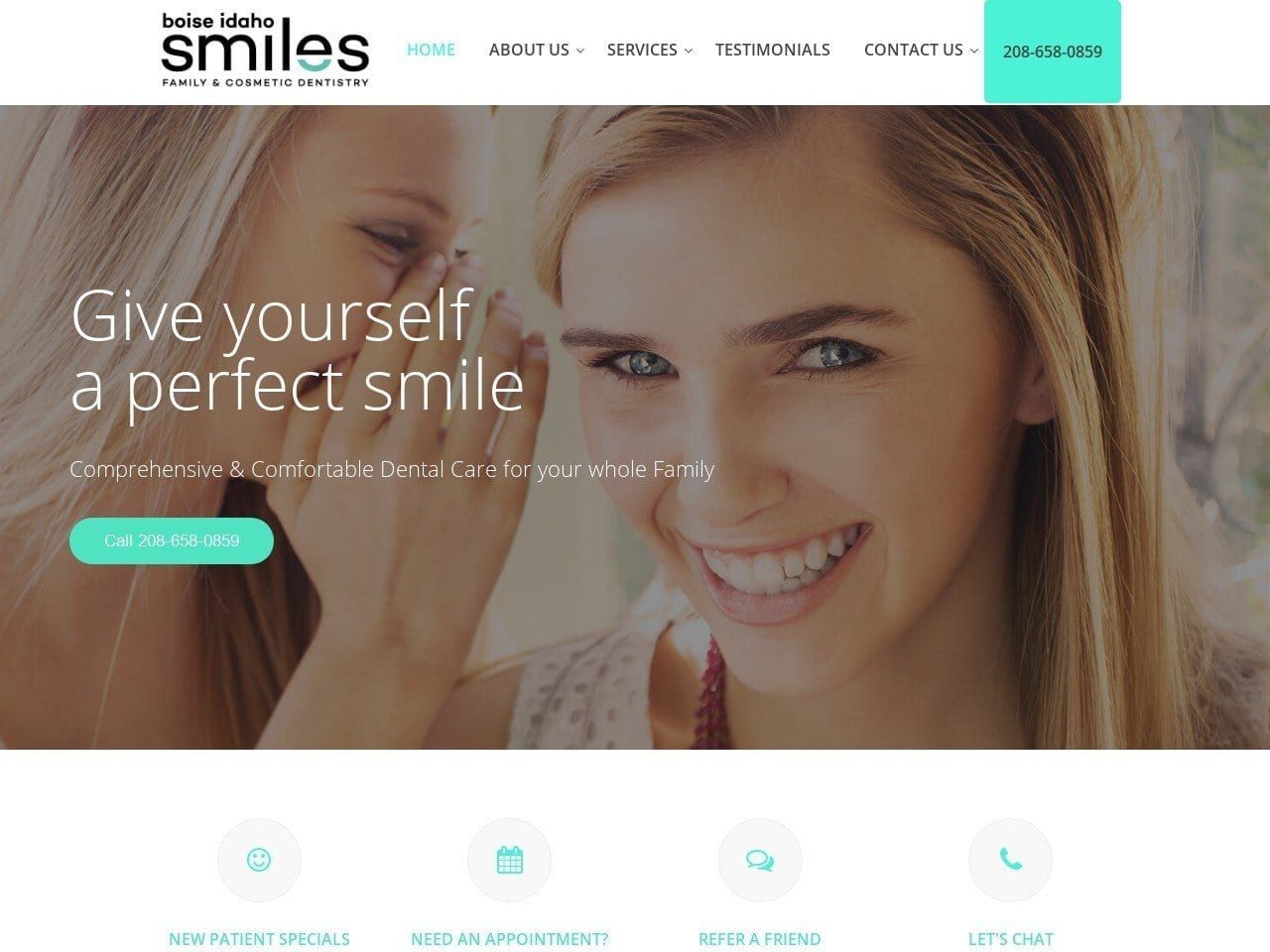 Taylor Family Dentistry Website Screenshot from boiseidahosmiles.com
