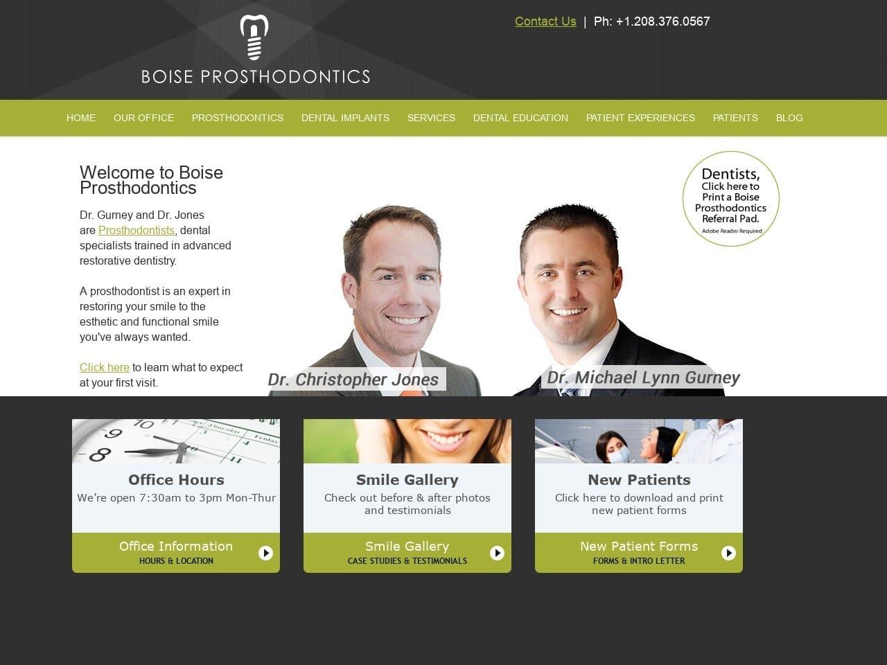 Boise Prosthodontics Website Screenshot from boiseprosthodontics.com