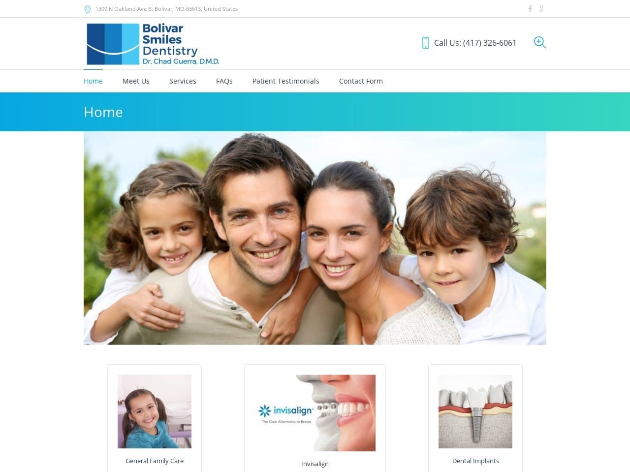 Bolivar Smiles Family Dentist Website Screenshot from bolivarsmiles.com