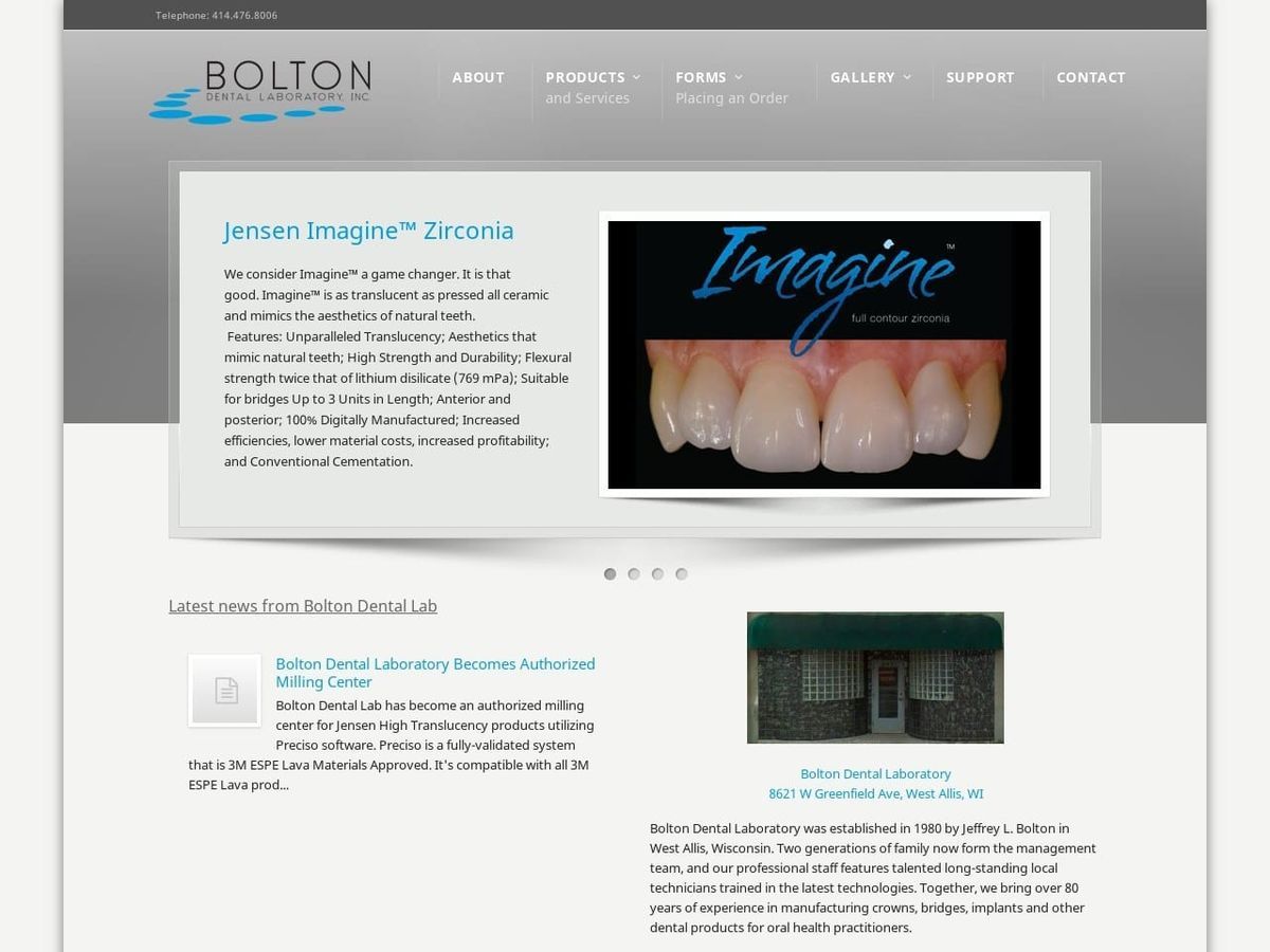 Bolton Dental Laboratory Inc Website Screenshot from boltondentallab.com