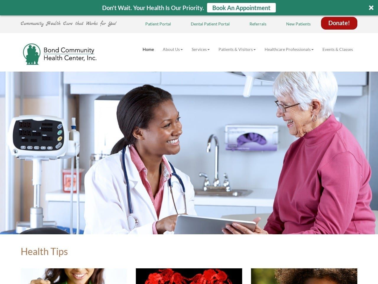 Bond Community Health Center Website Screenshot from bondchc.com
