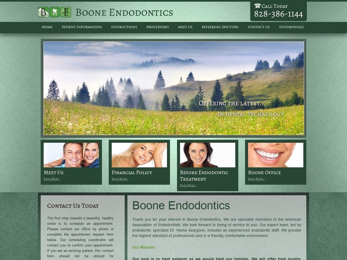 Boone Endodontics Website Screenshot from booneendo.com