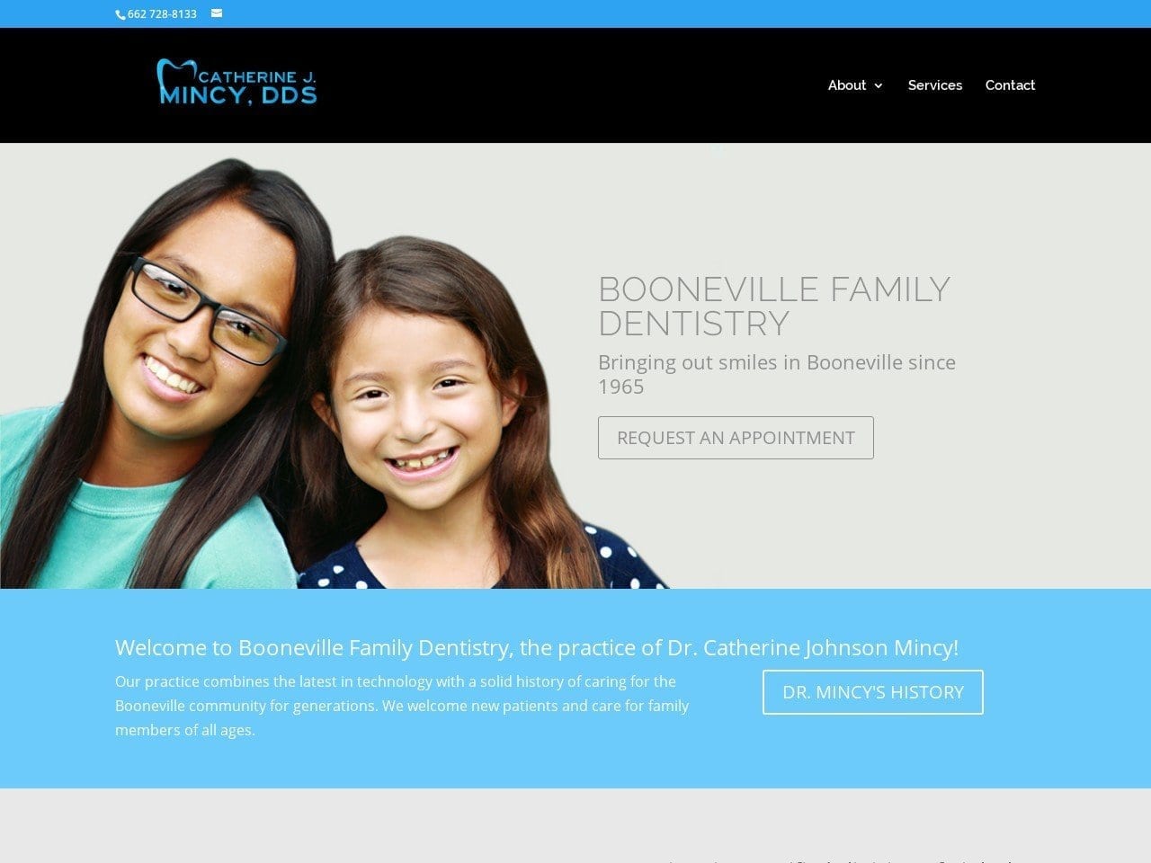 Catherine J. Mincy DDS FAGD Website Screenshot from boonevilledentist.com