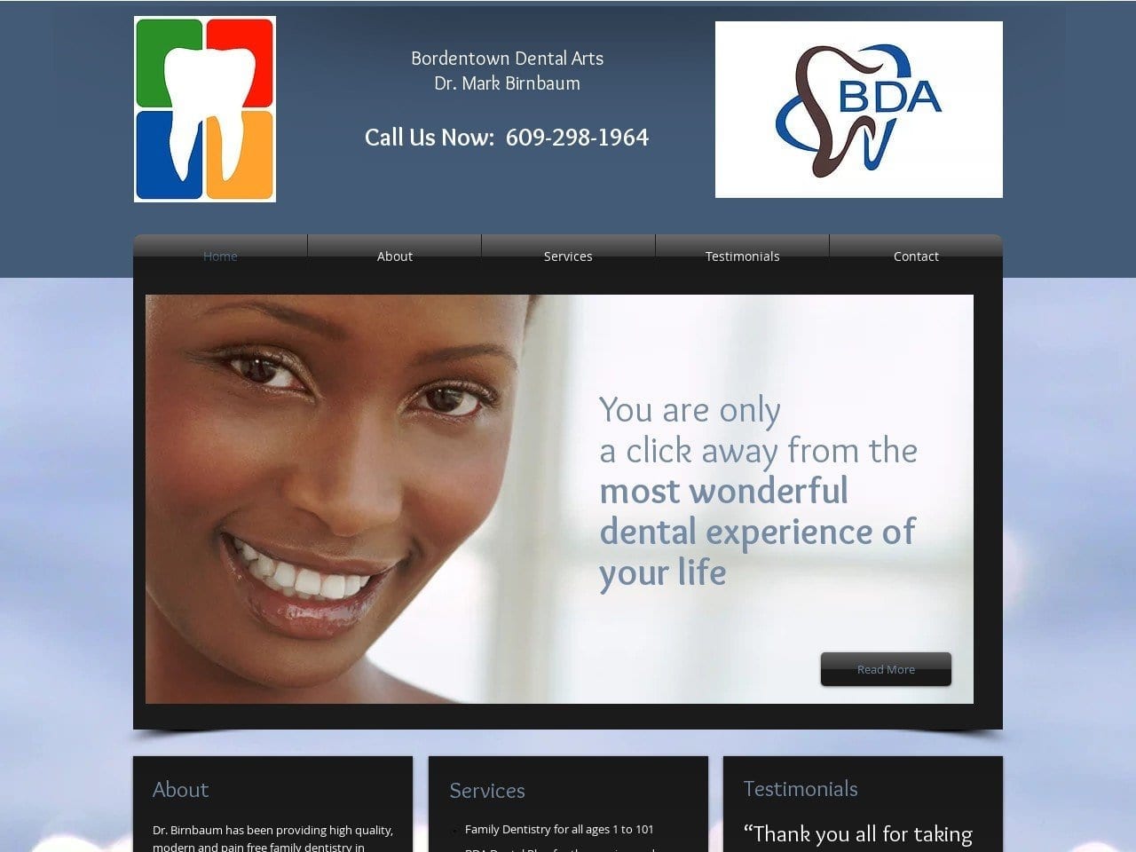 Bordentown Dental Arts Website Screenshot from bordent.com