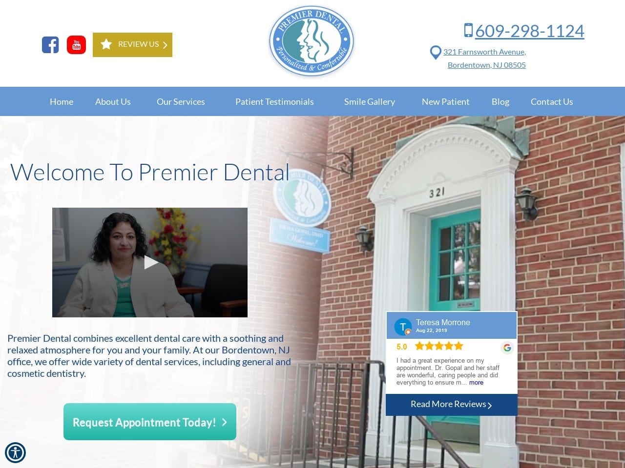 Premier Dental Website Screenshot from bordentowndentist.com