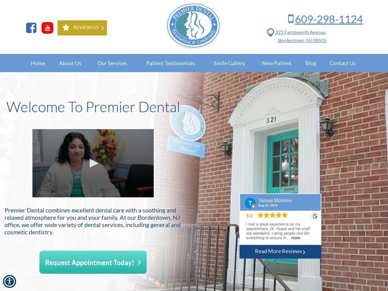 Premier Dental Website Screenshot from bordentowndentist.com