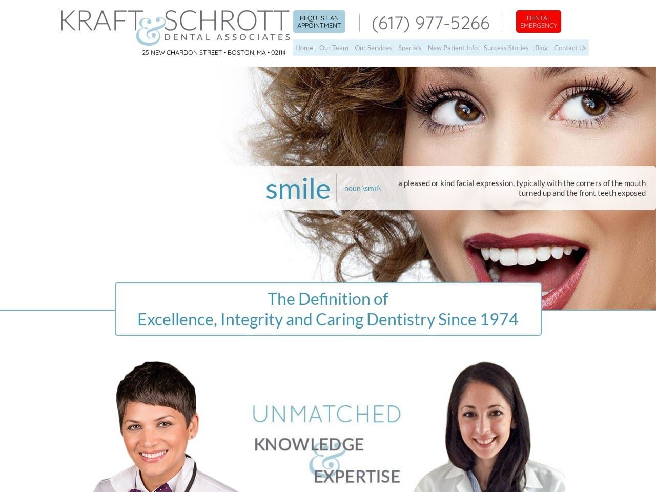 Kraft Dentist Website Screenshot from boston-dentist.com