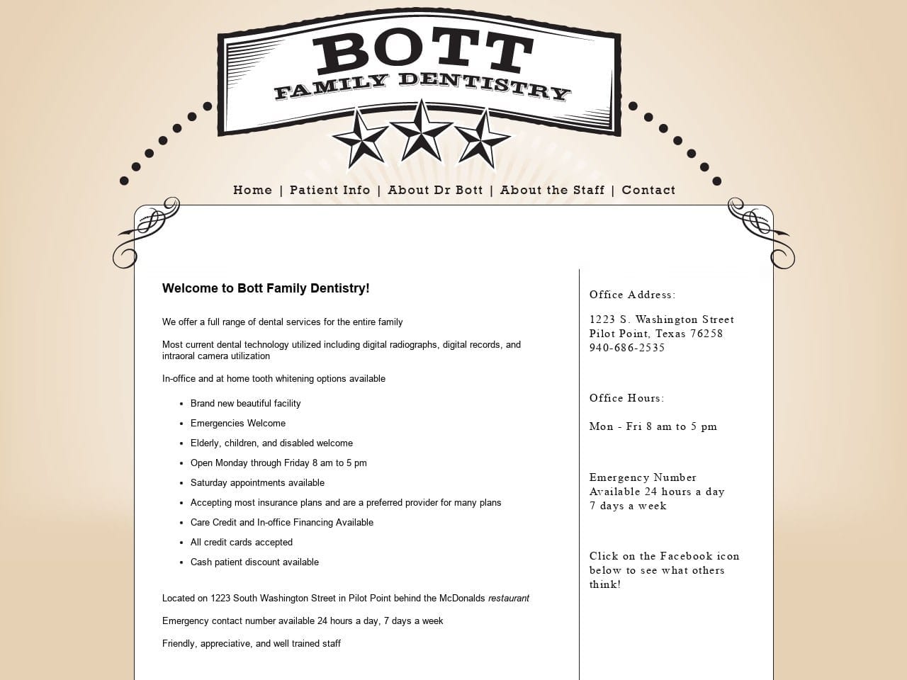 BOTT Dentistry Website Screenshot from bottfamilydentistry.com