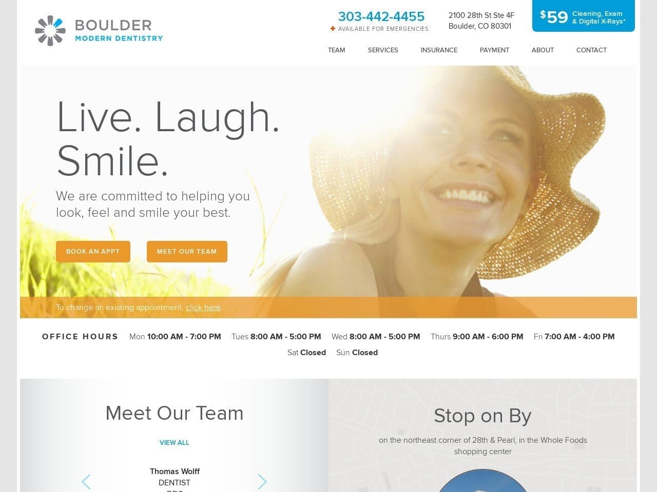 Boulder Modern Dentist Website Screenshot from bouldermoderndentistry.com