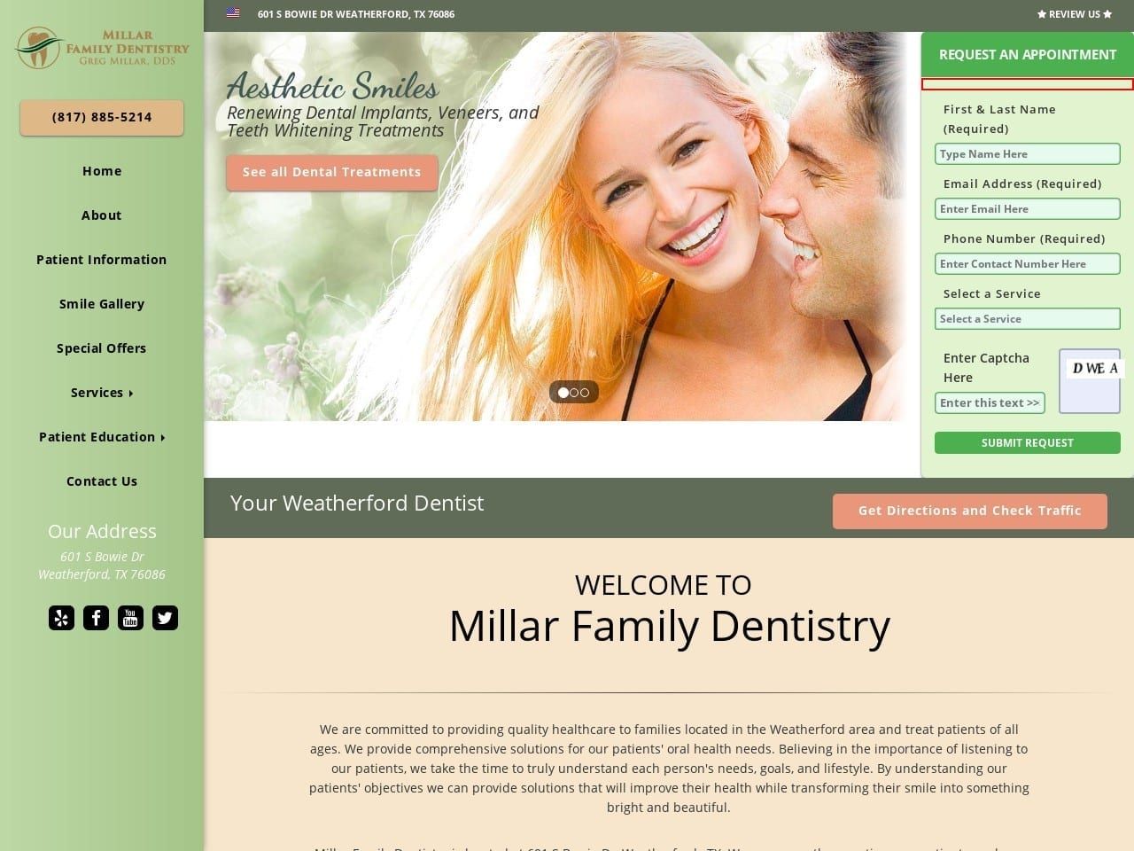 Bowie Drive Dental Care Website Screenshot from bowiedrivedentalcare.com