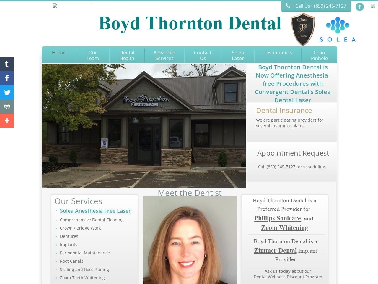 Boyd Thornton Dental Website Screenshot from boydthorntondental.com