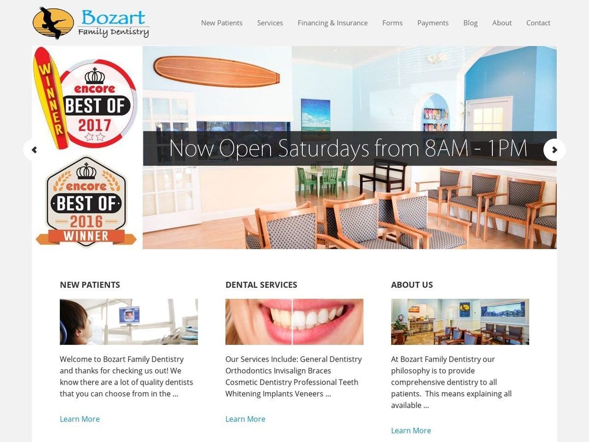 Bozart Dentist Website Screenshot from bozartfamilydentistry.com