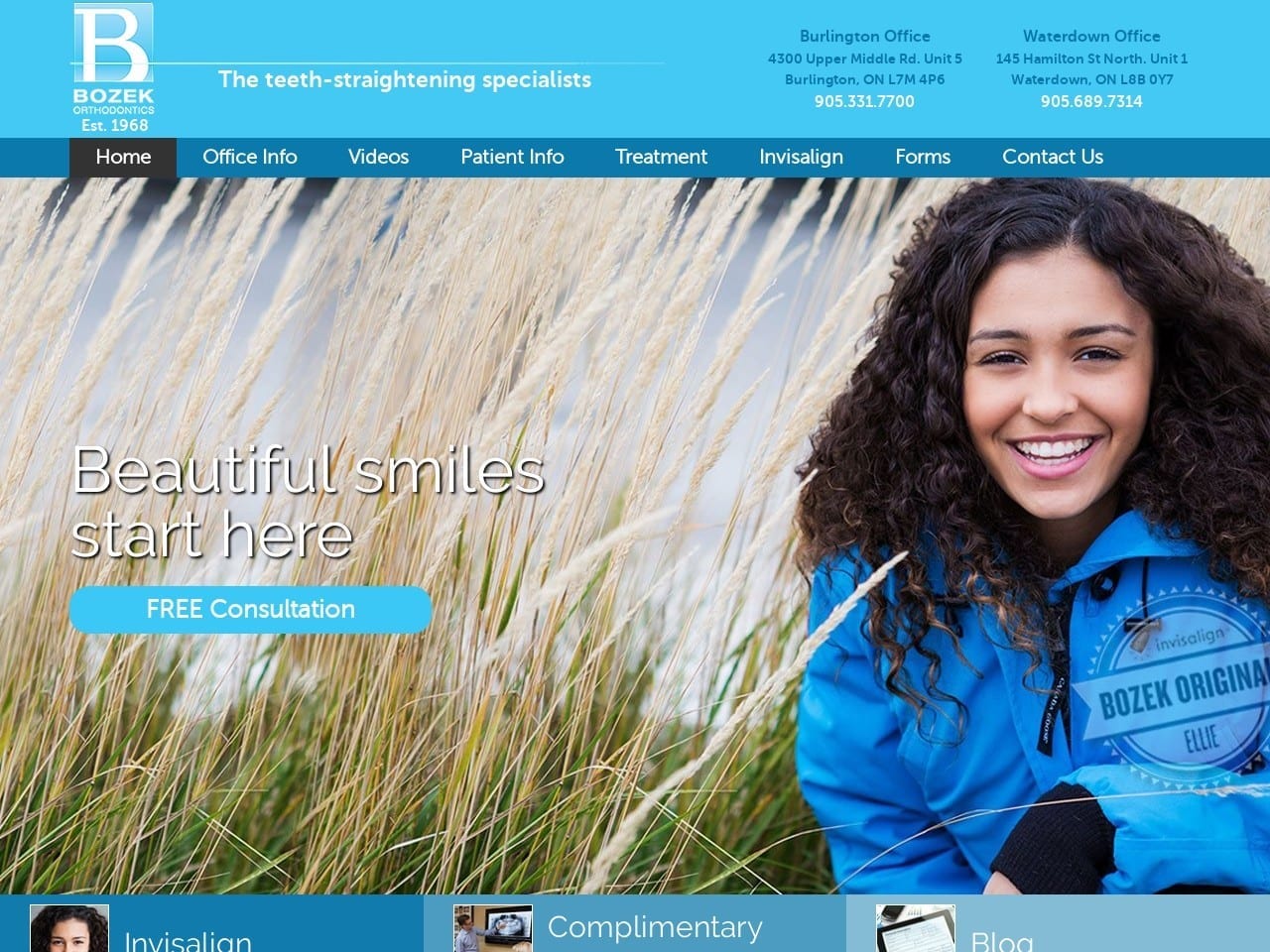 Bozek Orthodontics Website Screenshot from bozekorthodontics.com