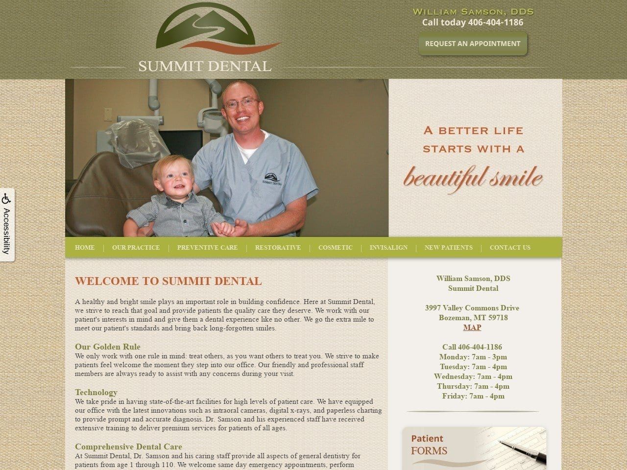 Summit Dental William Samson DDS Website Screenshot from bozemandentalcare.com