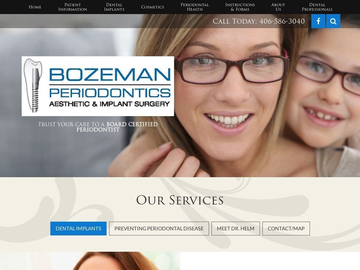 Bozeman Periodontics Dr. Steven Helm Website Screenshot from bozemandentalimplants.com