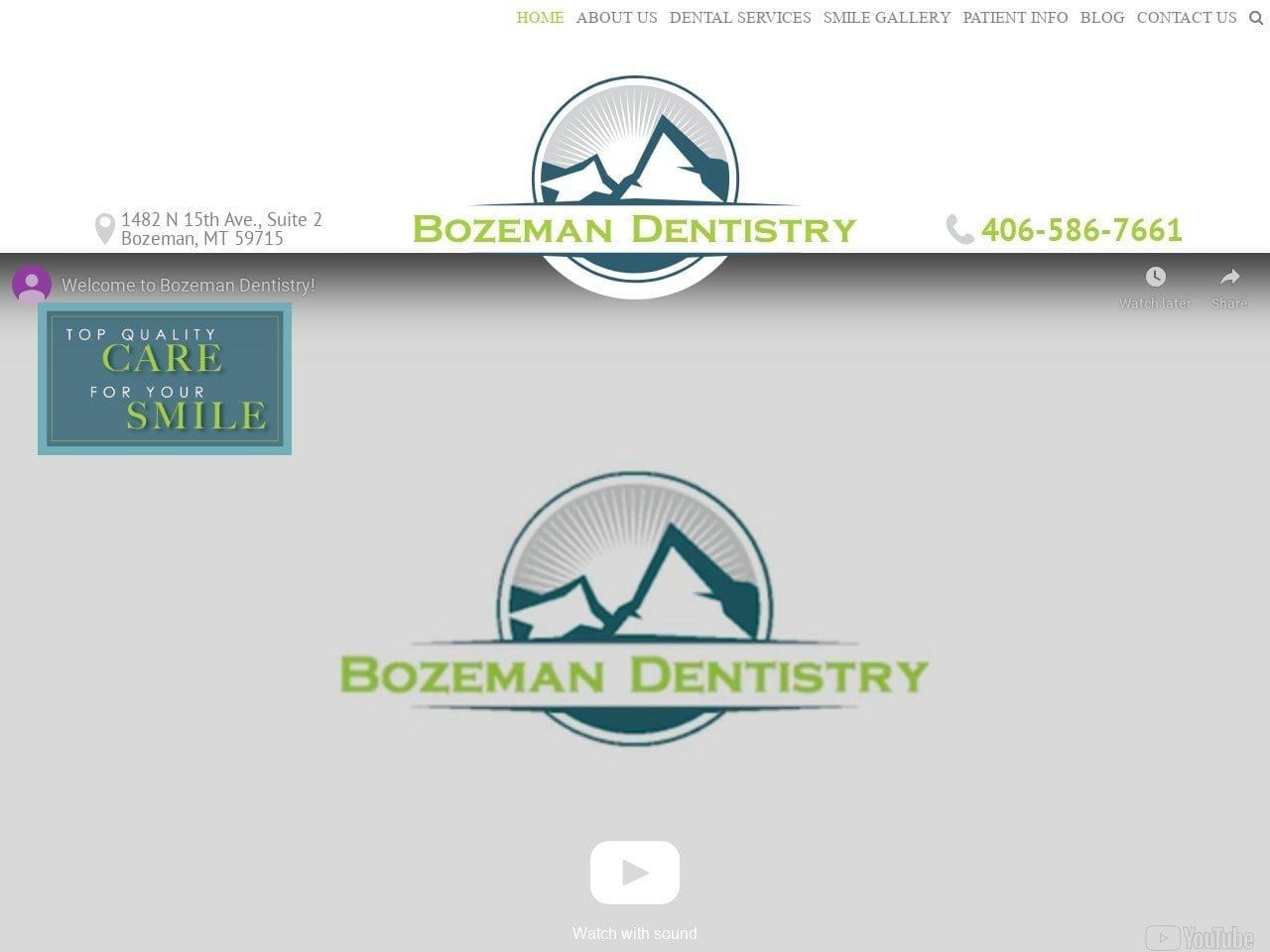 Bozeman Dentistry Website Screenshot from bozemandentistry.com