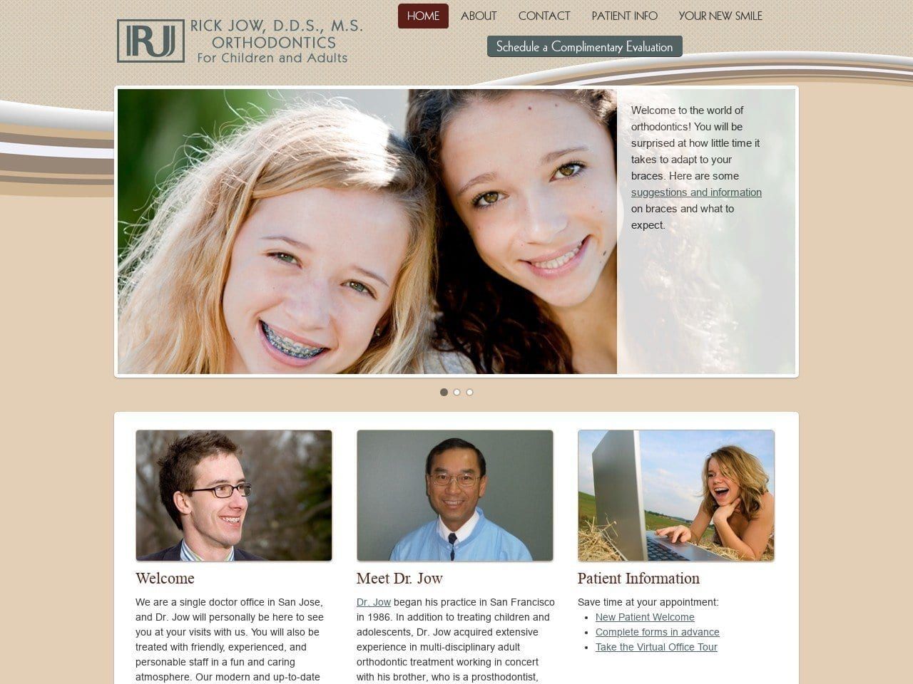 Dr. Rick Jow DDS Website Screenshot from braceline.com