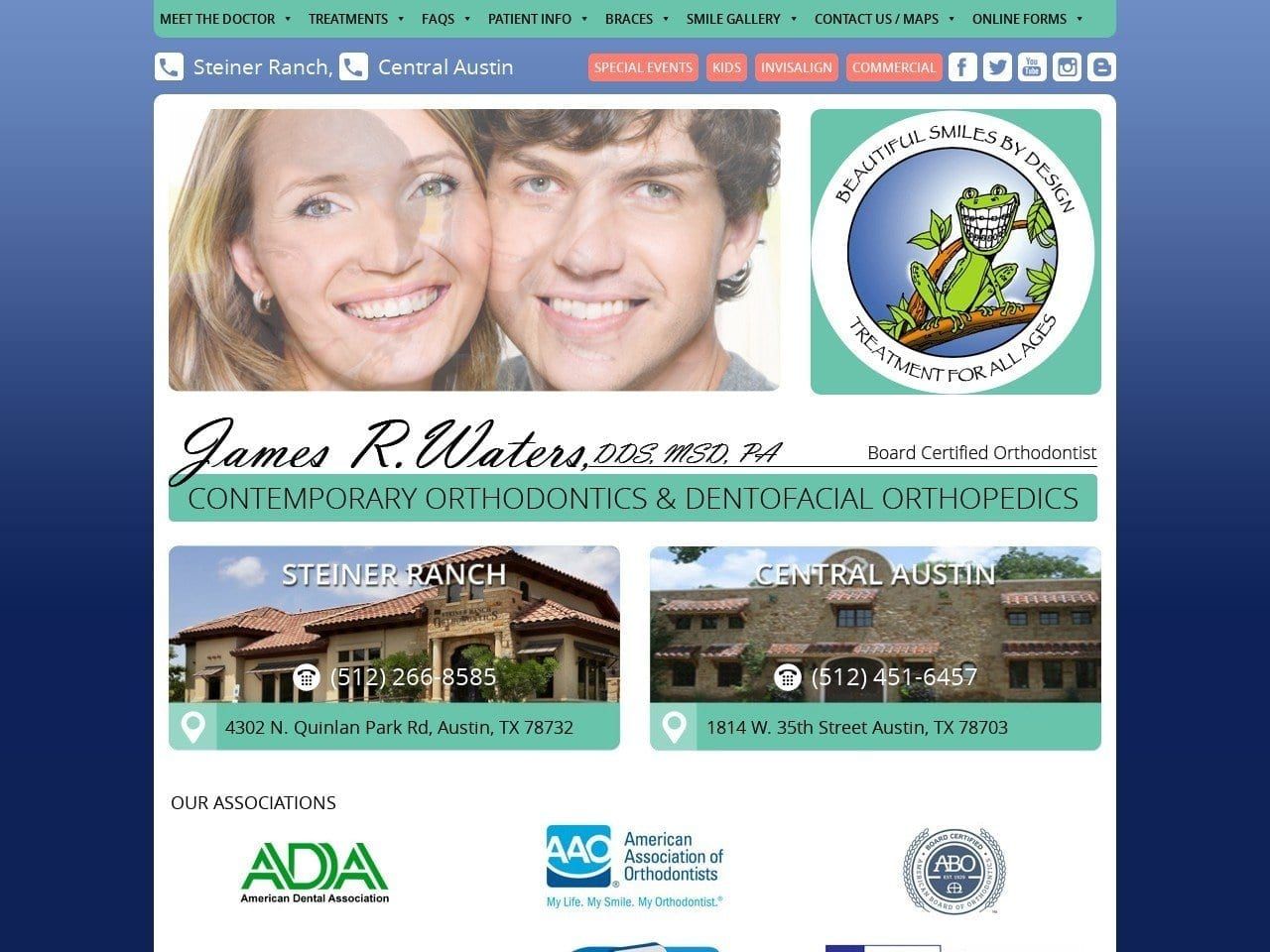 Contemporary Orthodontics James R. Waters Dds Msd Website Screenshot from bracesaustin.com