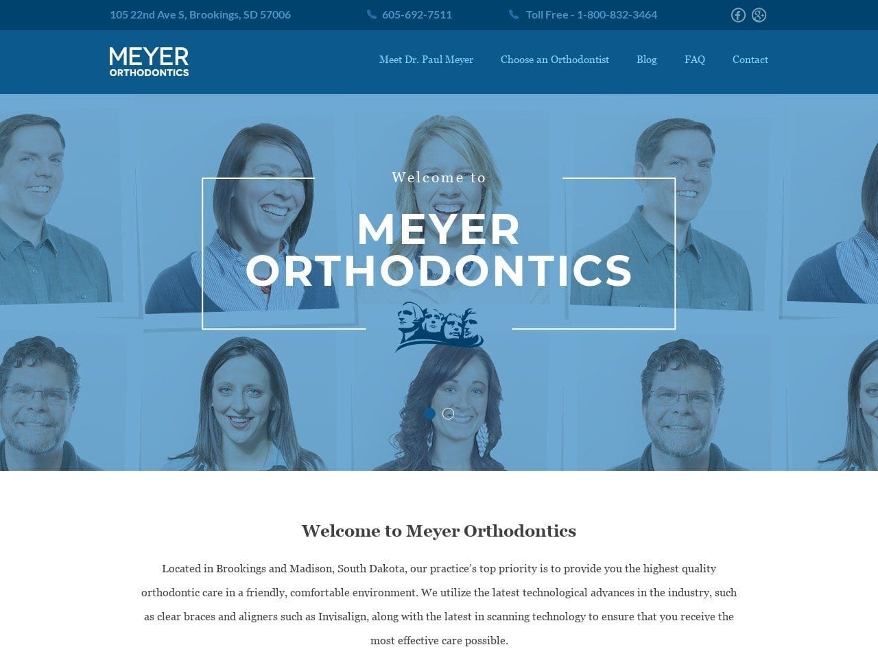 Meyer Orthodontics Website Screenshot from bracesbymeyer.com