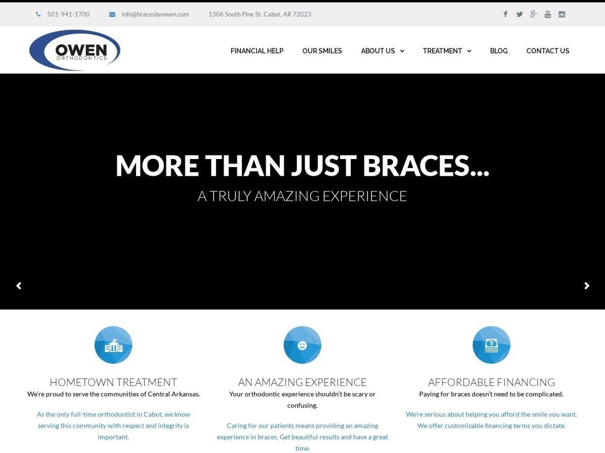 Owen Orthodontics Website Screenshot from bracesbyowen.com