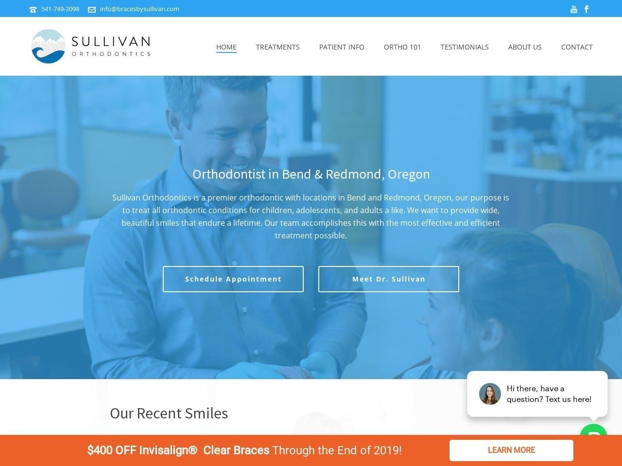 Sullivan Orthodontics Website Screenshot from bracesbysullivan.com