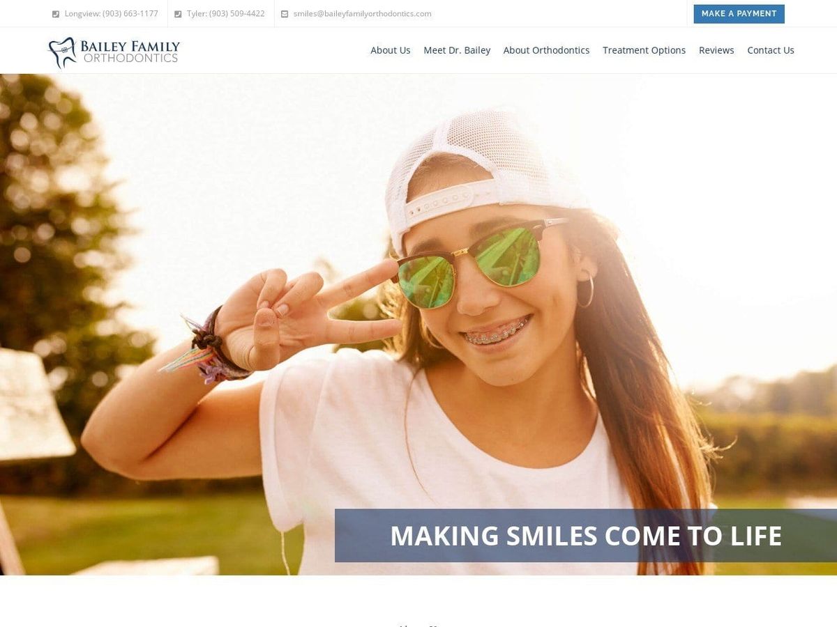 East Texas Orthodontic Specialist Website Screenshot from bracketsandbands.com