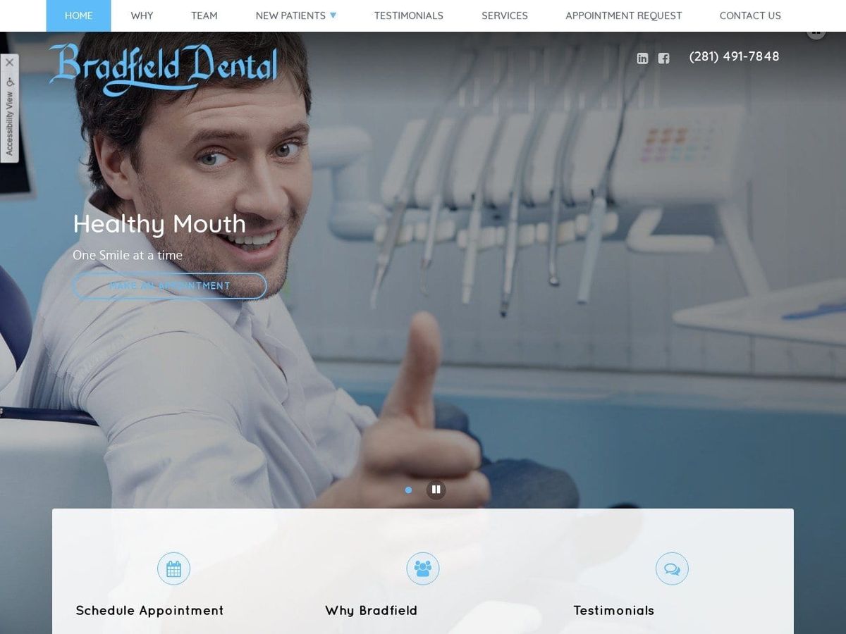 Bradfield Dental Inc Website Screenshot from bradfielddental.com