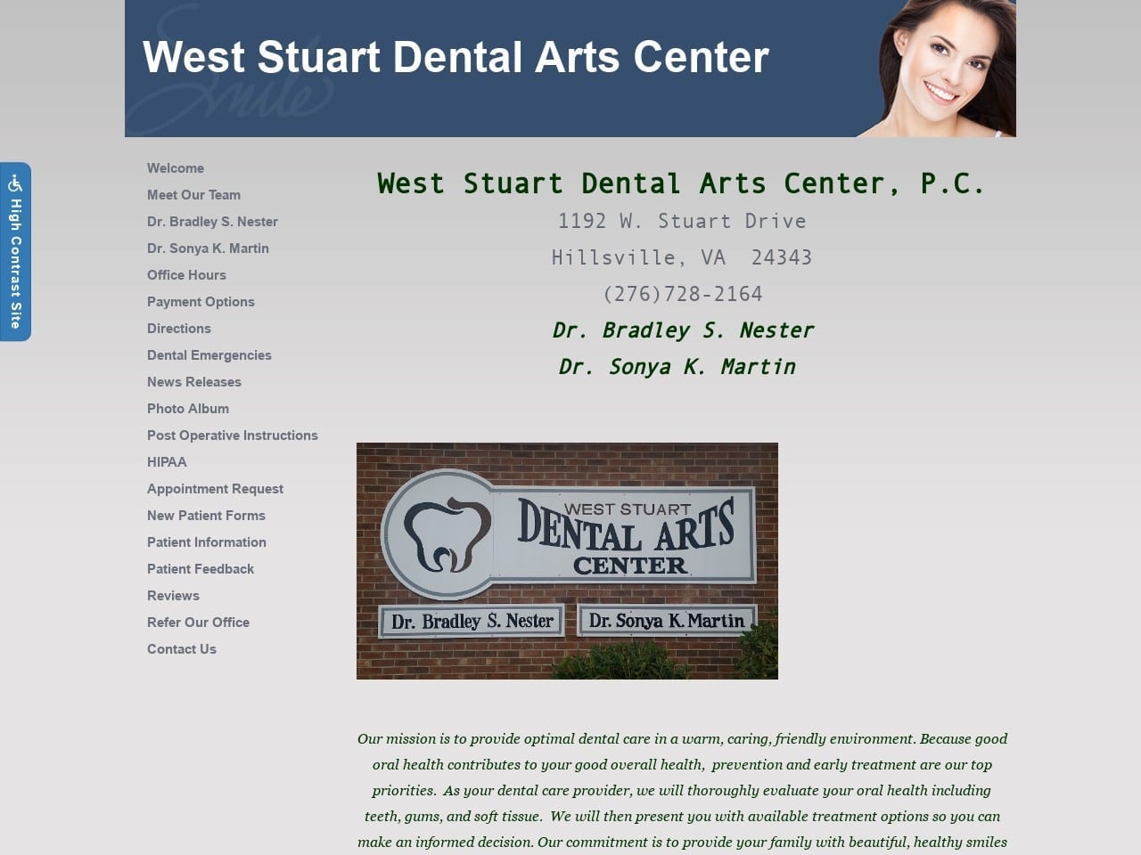 Nester Bradley DDS Website Screenshot from bradleynester.com