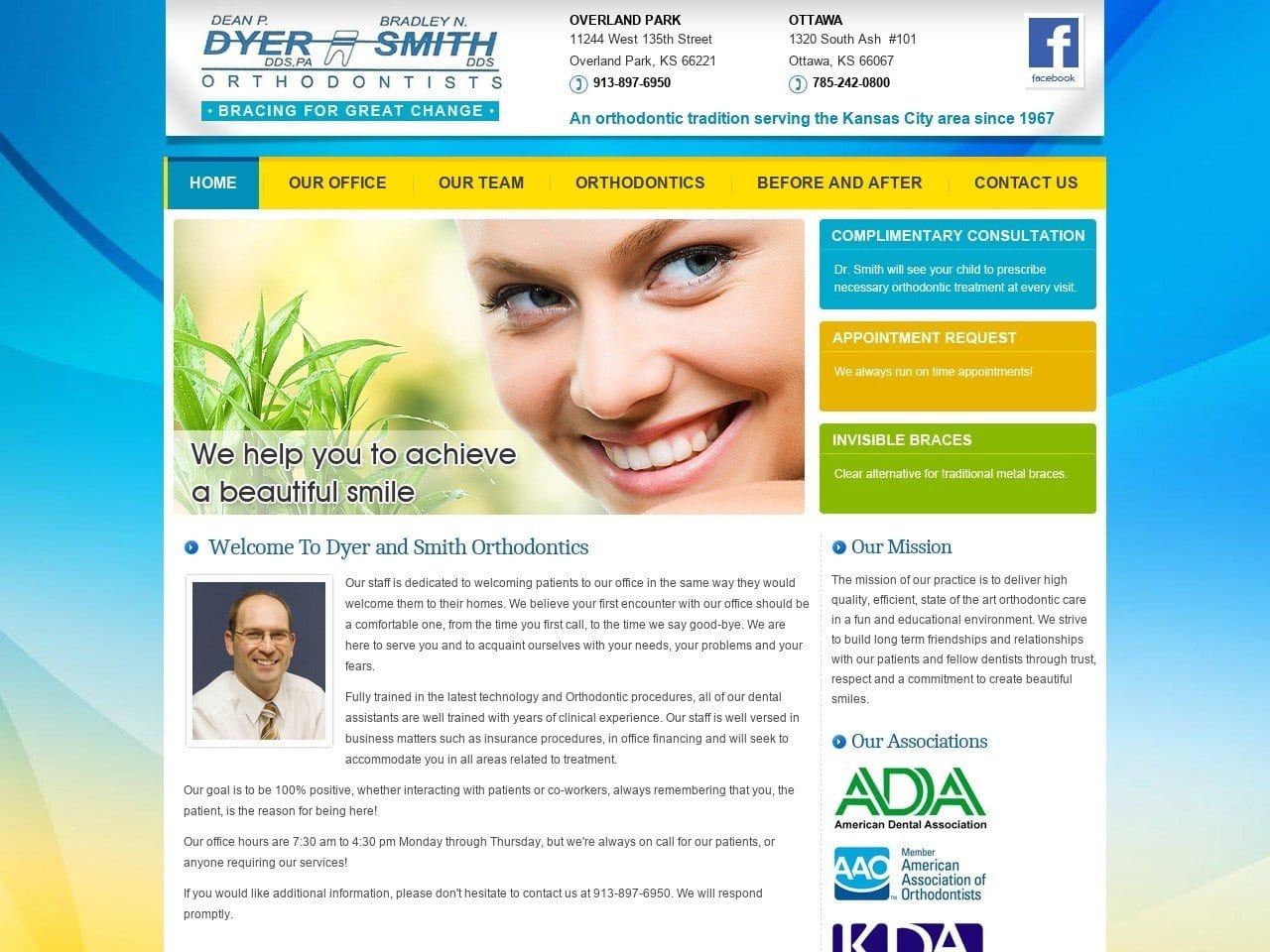 Dyer Dentist Website Screenshot from bradsmithortho.com