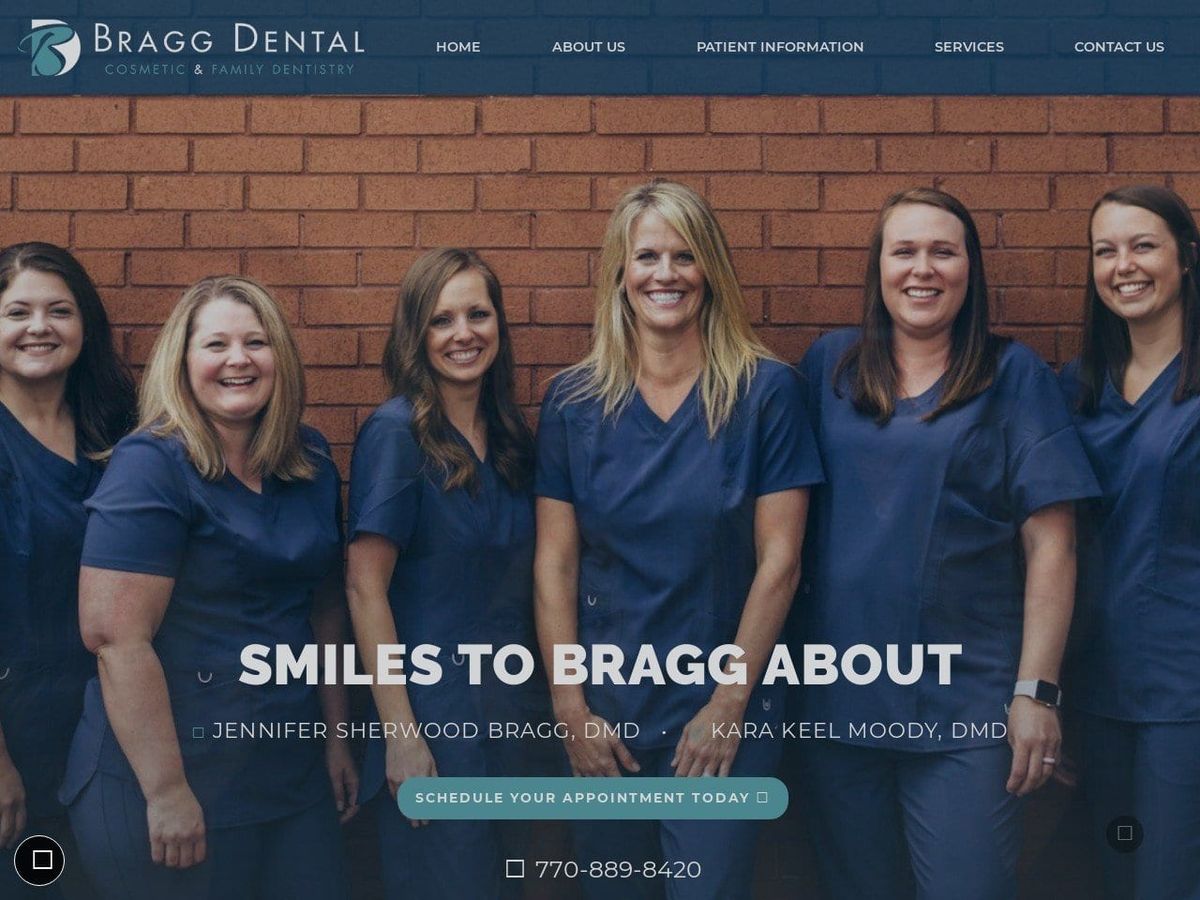 Bragg Dental Website Screenshot from braggdental.com