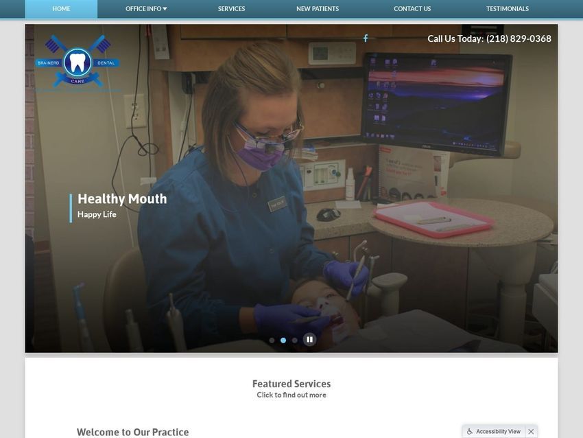Brainerd Dental Website Screenshot from brainerddentalcare.com