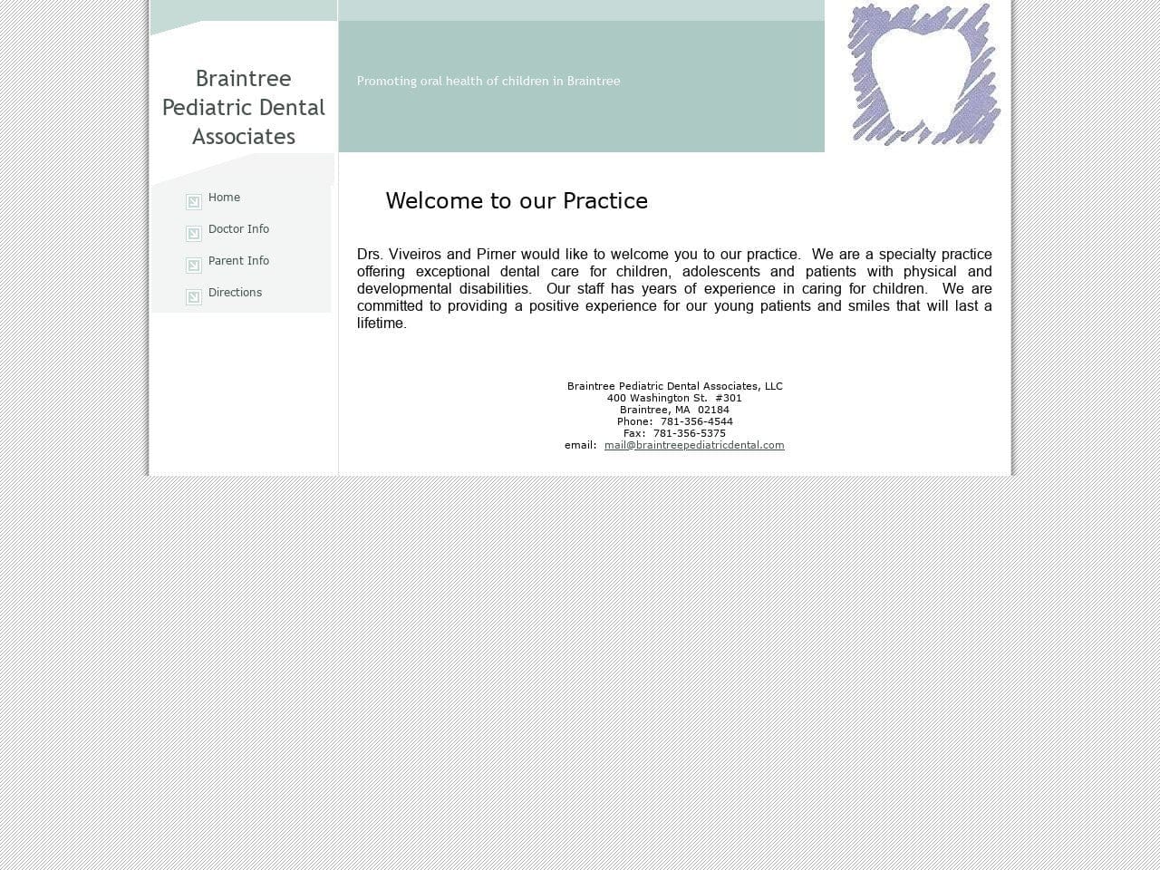 Braintree Pediatric Dental Website Screenshot from braintreepediatricdental.com