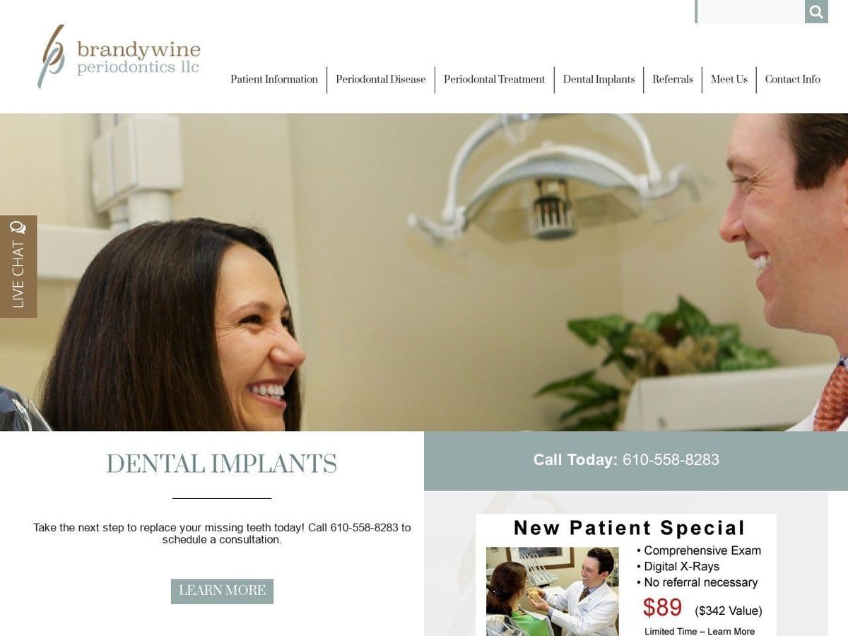 Brandywine Periodontics LLC Website Screenshot from brandywineperio.com