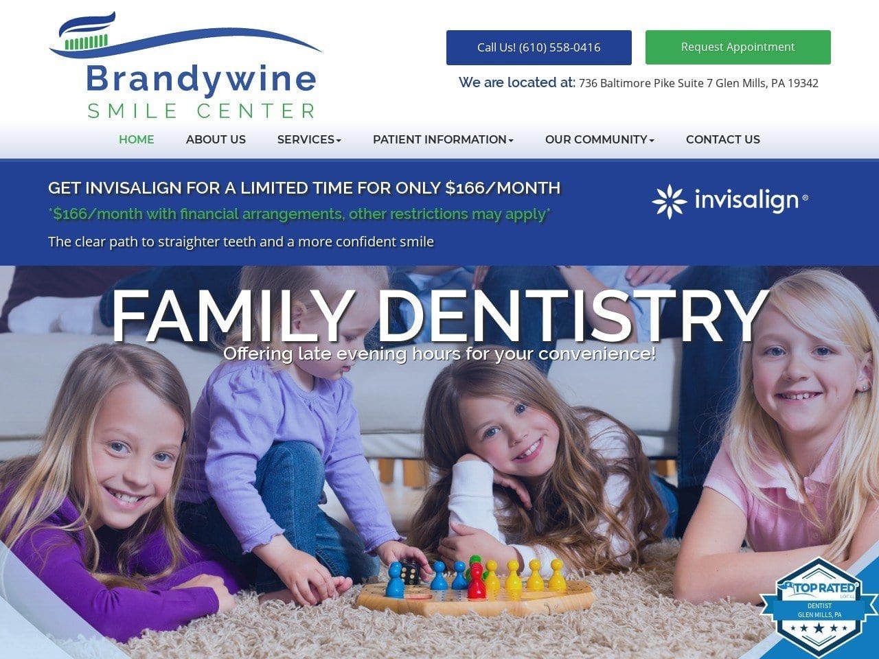 Brandywine Smile Center Website Screenshot from brandywinesmilecenter.com