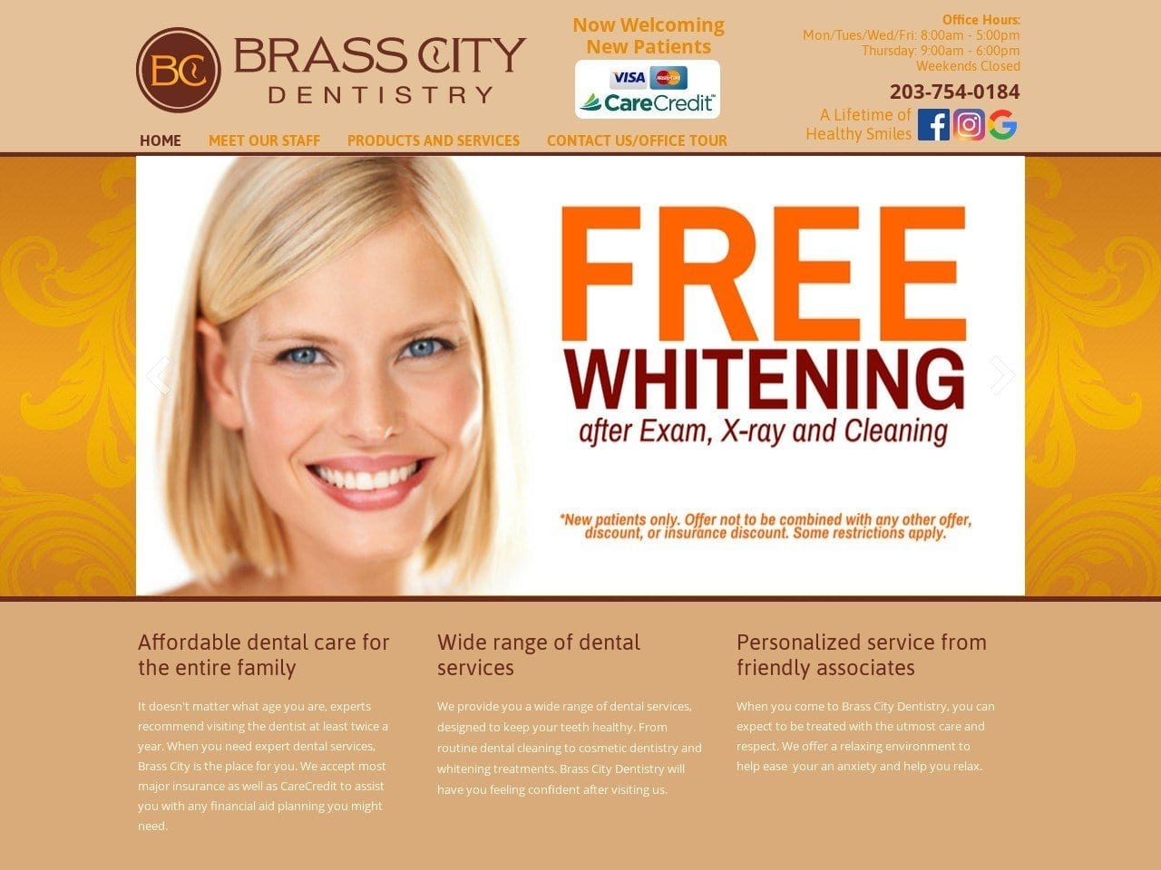 Brass City Dentistry Website Screenshot from brasscitydentistry.com