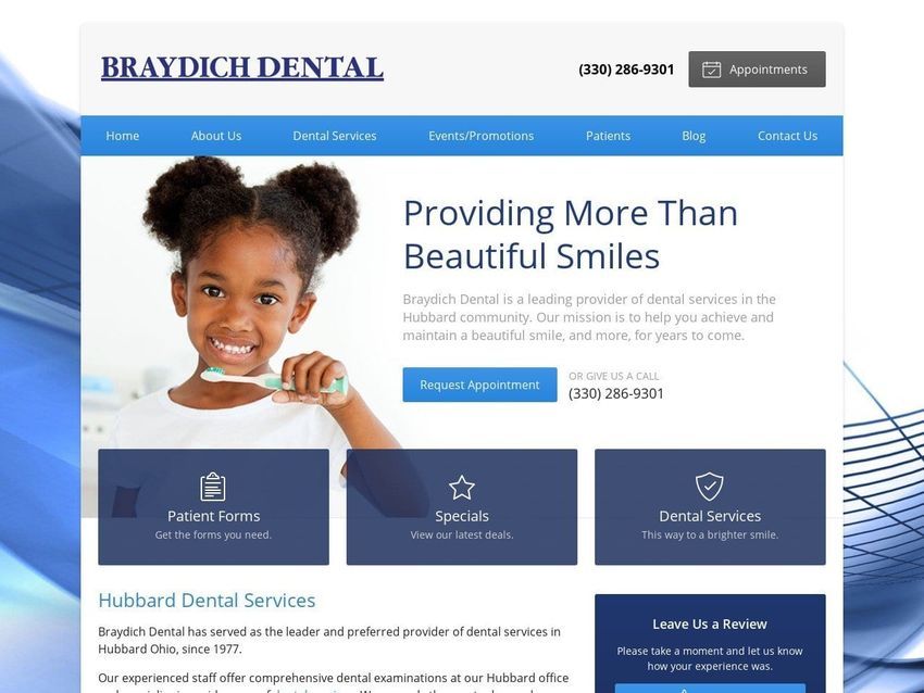 Braydich Dental Website Screenshot from braydich.com
