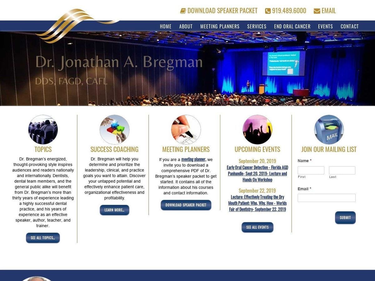 Dr. Jonathan A. Bregman DDS Website Screenshot from bregmanconsulting.com