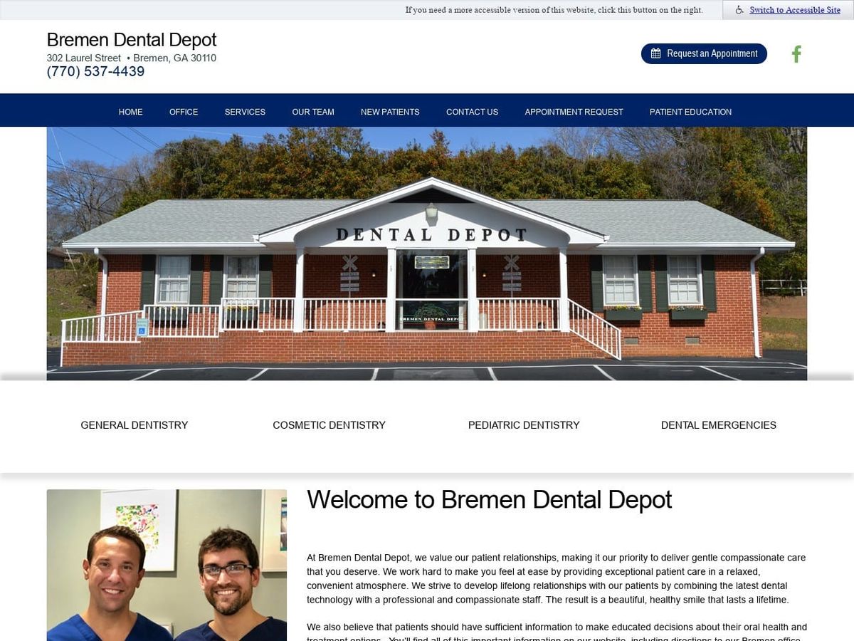 Bremen Dental Depot Website Screenshot from bremendentaldepot.com