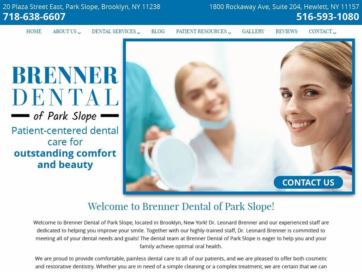 Brenner Dental Arts Website Screenshot from brennerdentalarts.com