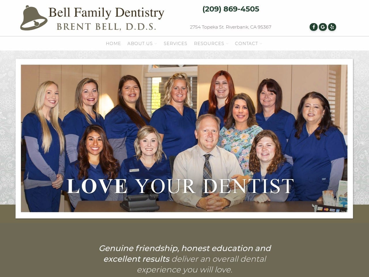 Bell Family Dentist Website Screenshot from brentbelldds.com