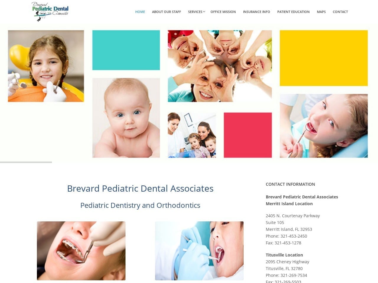 Brevard Pediatric Dental Associates Website Screenshot from brevardpediatricdental.com