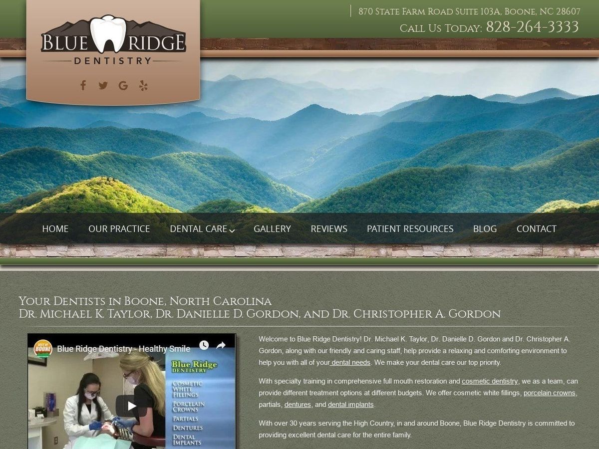 Blue Ridge General Dentist Website Screenshot from brgd.com